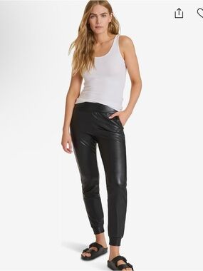 Commando Faux Leather Joggers Black Size small